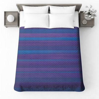 Purple Horizontal Stripes Quilted Bedspread All Sizes