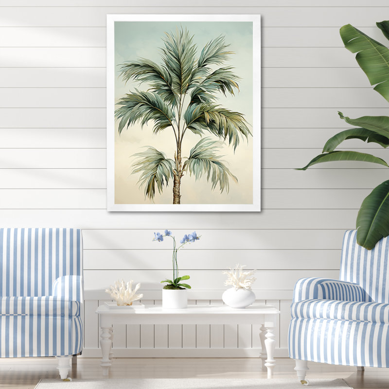 Huot Minimalisme Plam Tree Solitude IV sur toile, Cadre photo blanc, H 32 po x l 16 po x P 1 po