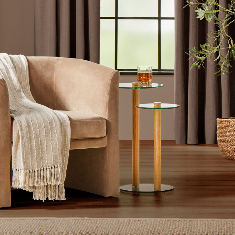 Glass and Wood Duo Table