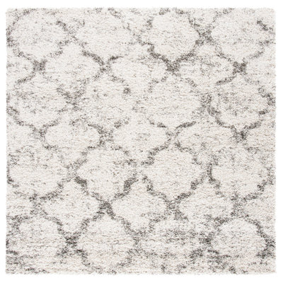 Tapis gris / ivoire en polypropylène tissé à la machine Deauville