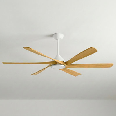 Smart Modern 6 Blade Solid Wood Ceiling Fan With Remote Control, Reversible Dc Motor & Dimmable Led Light