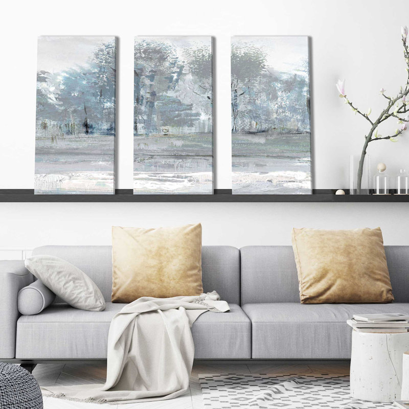 «High Meadow II» par Susan Jill, peinture sur toile tendue 3 pièces, H 24 po x l 36 po