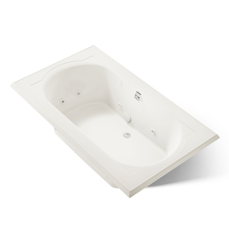Memoirs 72-In x 42-In Whirlpool Bath, Drop-in with Center Rear Drain, Biscuit