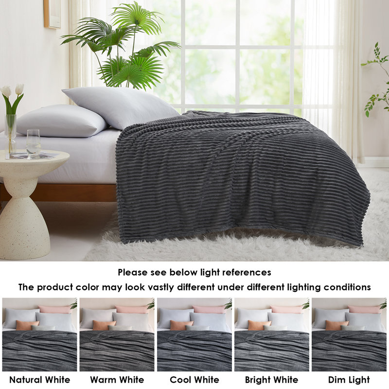Fleece Fluffy Throw Blanket For Couch, Dark Gray