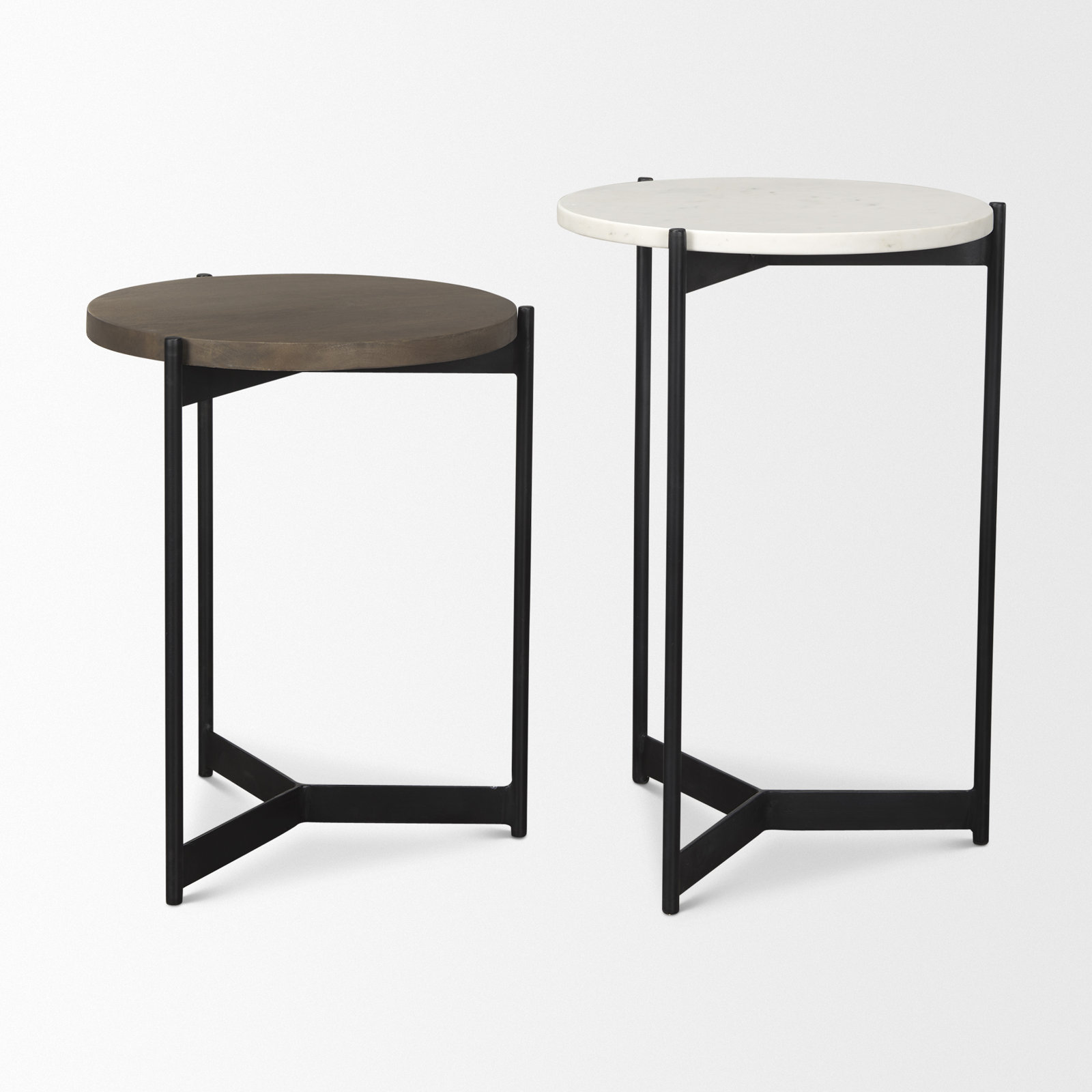 Ivelisse Nesting End Table, White/Dark Brown