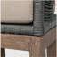 Chaise de terrasse Orbit en bois d'eucalyptus vieilli avec corde grise et coussins en oléfine taupe