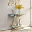 Modern Mirror Side Table Glass Sofa Table With Mirror Effect Entrance Table Double C-Shaped Base, Rectangular Decoration Hall Table Suitable For Living Room Corridor Entrance (Silver)