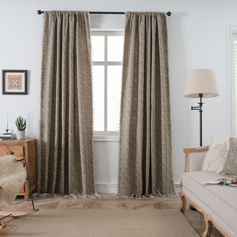Polyester Exquiste Pattern Print Curtains 2 Panel, 52" W x 96" L