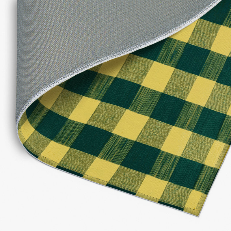Tapis d'intérieur et d'extérieur à carreaux vert, Rectangulaire 2 pi x 3 pi