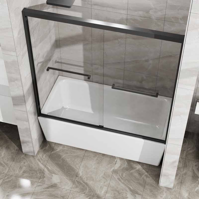 Porte de baignoire à cadre en aluminium l 56-60 "x H 58"