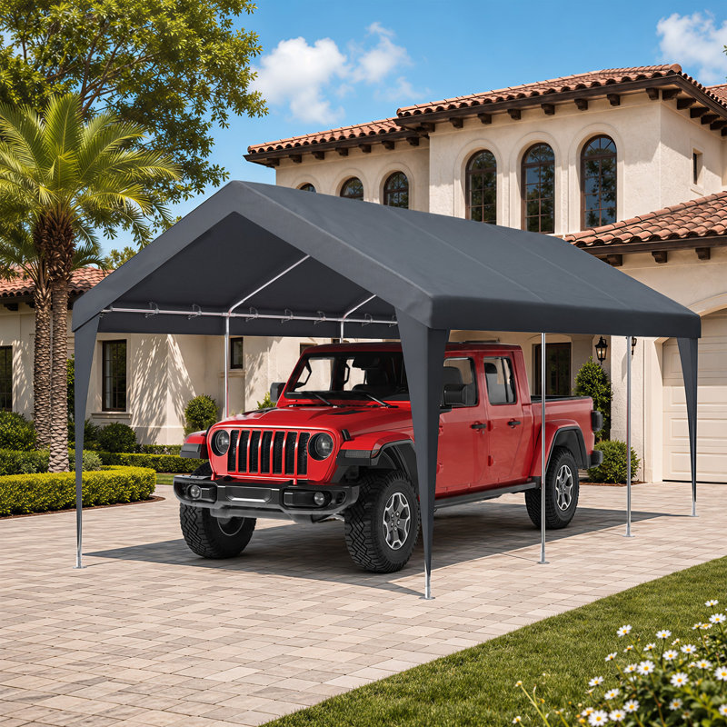 Abri d'auto extérieur robuste 10 pi x 20 pi, Gris