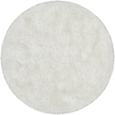 Joellen Authentic Hand-Woven Handmade High Pile & Thick Modern Classic Design White Shag Polyester Area Rug