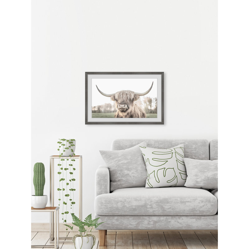 Cattle Portrait - Print, Grey Framed Paper, 20cm H x 20cm W x 3.81cm D