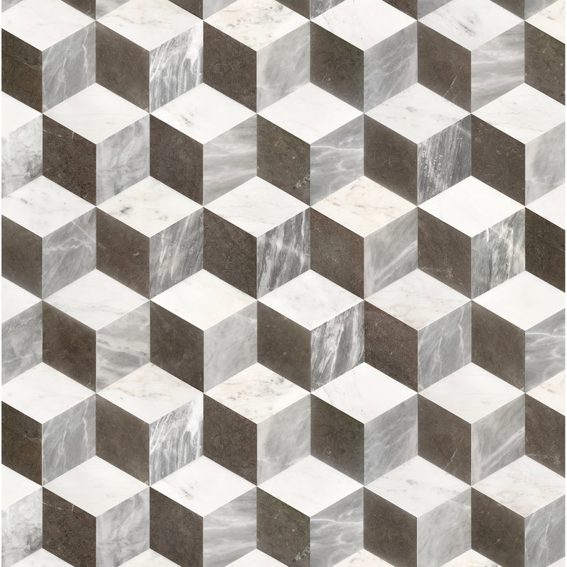 Hexagon Marble - Black Grey White, 12 Pieces/Box, Polished Natural Stone For Interior Floor And Wall Decoration White 0.72 In Height, Different Room Types'