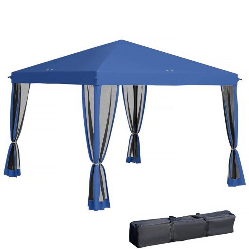 Tente d'auvent réglable en hauteur, pavillon de jardin instantané, moustiquaire avec sac de transport, Blue