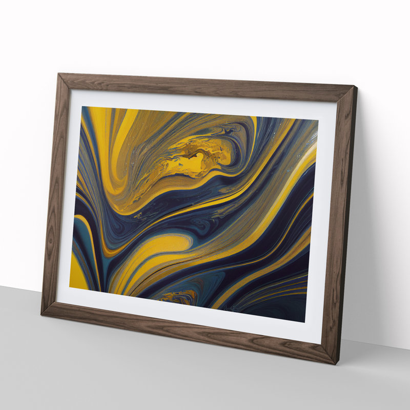 Abstract Marbling Art Vol.1 - Framed Print, 25cm H x 34cm W x 2cm D, Walnut