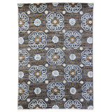 Khotan Wool Geometric Area Rug in Brown/Charcoal/White