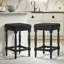 Ensemble de 2 tabourets de comptoir en bois rustique avec siège en velours - tabourets de bar de ferme de 26 pouces, finition grise-131598634