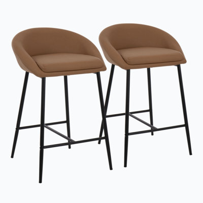 Glam Upholstered Counter Stool with Metal Frame