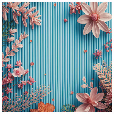 Pink Flowers On Blue Blankets