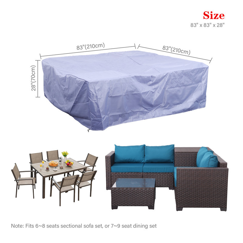 Patio Sectional Cover Outdoor Dining Set Cover for Patio Furniture Waterproof Patio Set Cover, 28" H x 83" W x 83" D, Blue