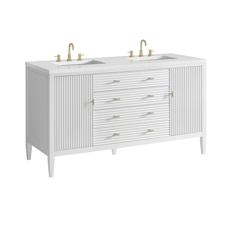 Myrrin 60'' W Double Vanity, White Zeus, Bright White, 8" Widespread