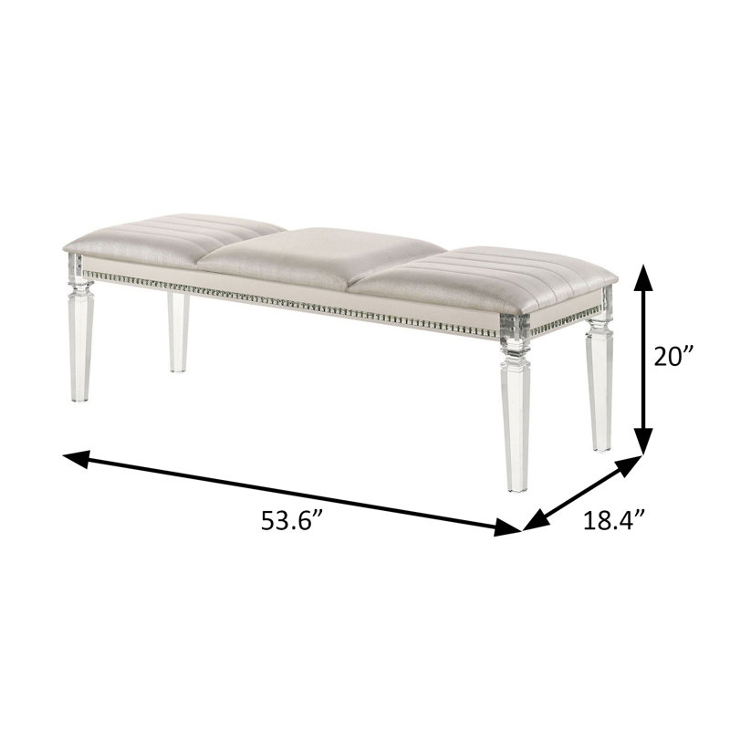 53.6" W Contemporary Bench, Pearl White