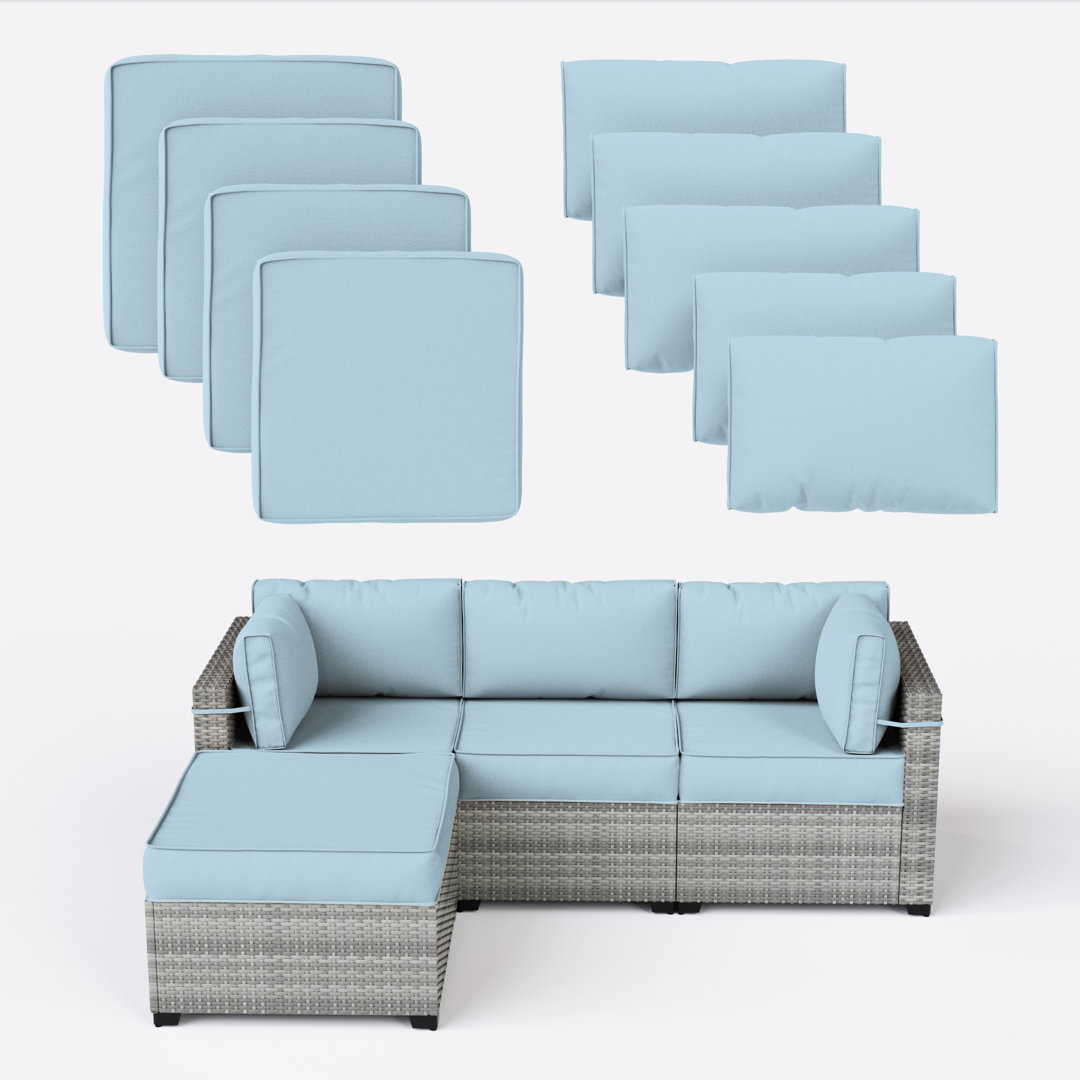 9-Piece Outdoor 3'' Cushion Cover Set (Set Of 3 Seats , 5 Backs, 1 Footrest)， Only Covers Latitude Run®