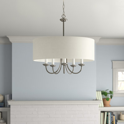 Lustre cylindrique à cinq lumières avec abat-jour