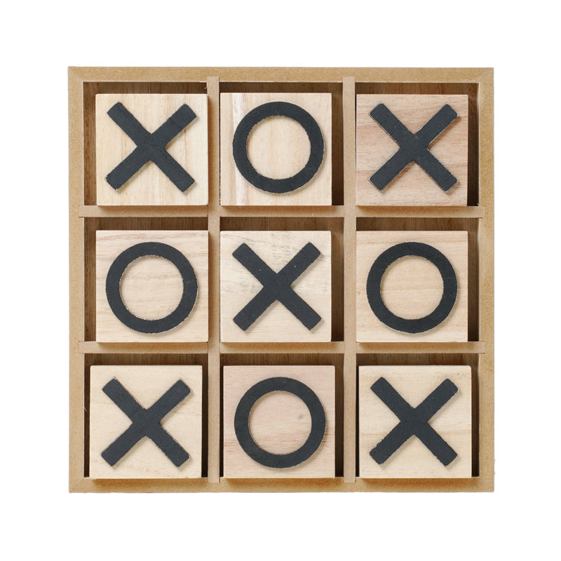 Noughts and Crosses Wood Tic Tac Toe Board Game