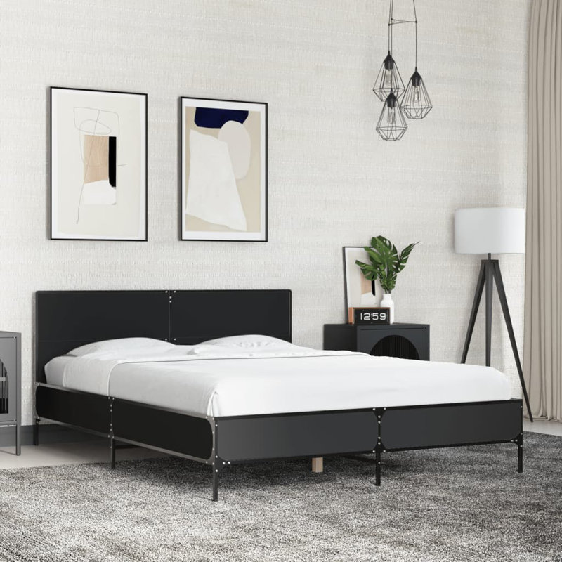 Adamek Bed, Black, European Double (140 x 200 cm)