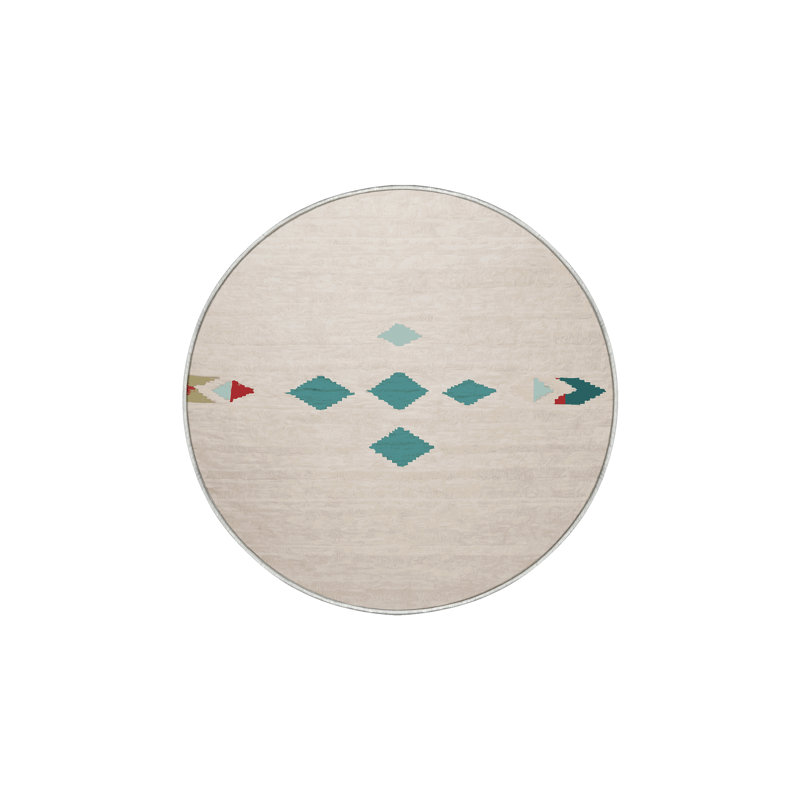 Machine Washable Beige Area Rug, Round 7'