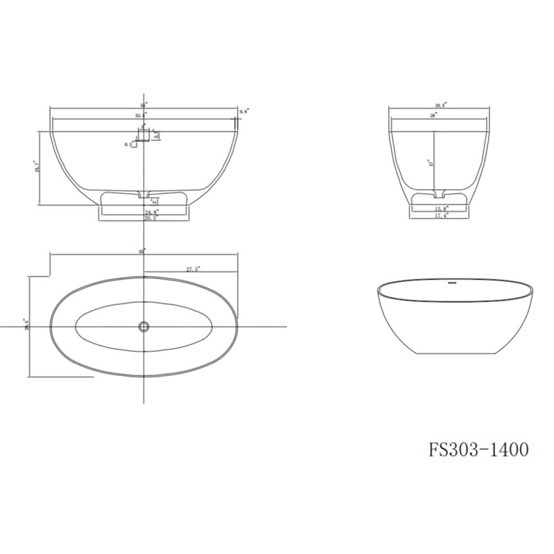 Solid Surface Soaking Bathtub