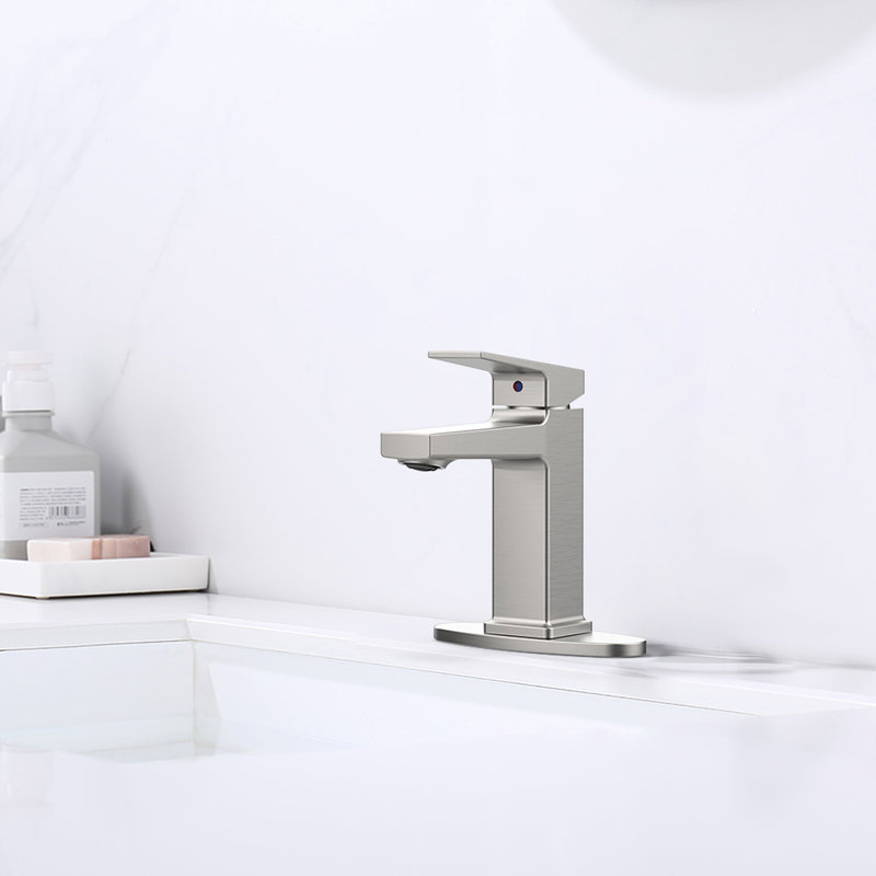 Brushed Nickel Single Handle Deck Mounted Sink Faucet - Scratch, Corrosion Resistance, Water Efficient Feature Bathroom 1 Mount For Hole, Corrosion, Detachable Aerator Easy Cleaning