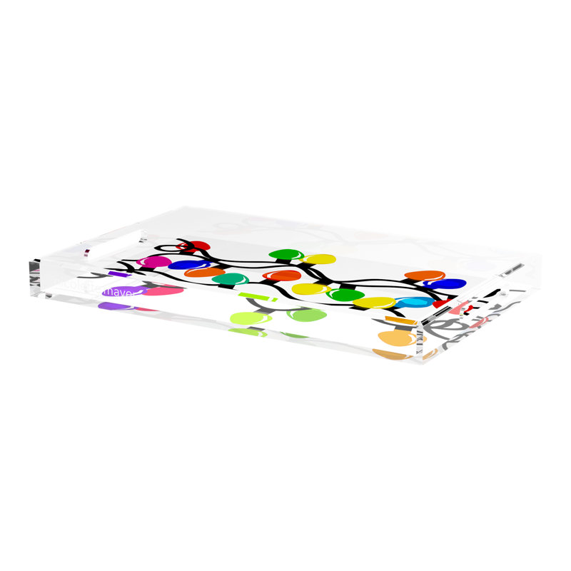 Xmas Tangle Primaries Acrylic Rectangle Decorative Tray, 22.5"W x 14.5"D x 2"H