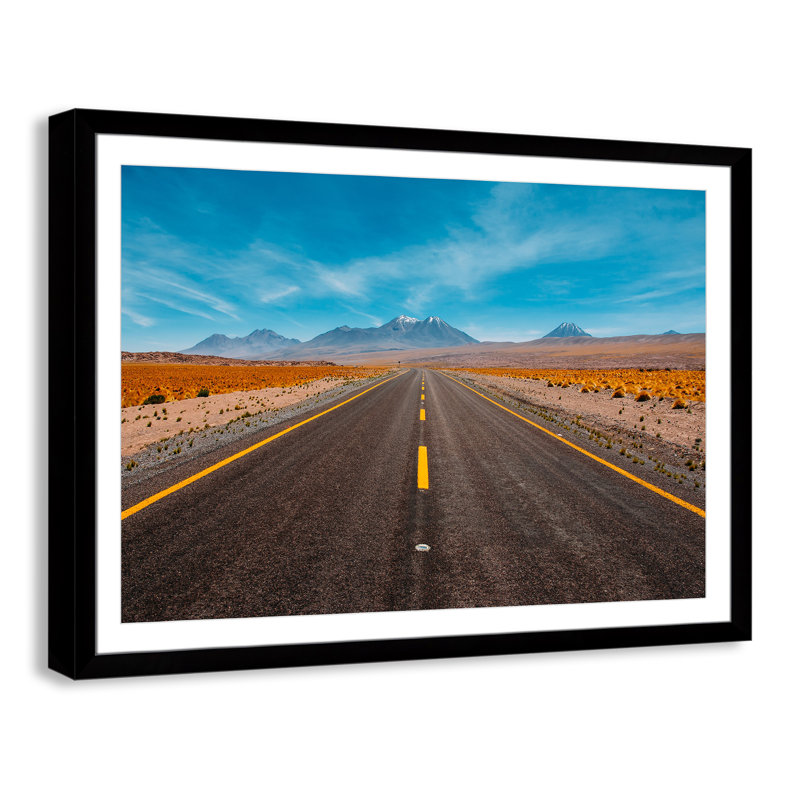 " Road Trip " Print, 35" H x 49" W x 1.25" D, Black Cube Frame, White