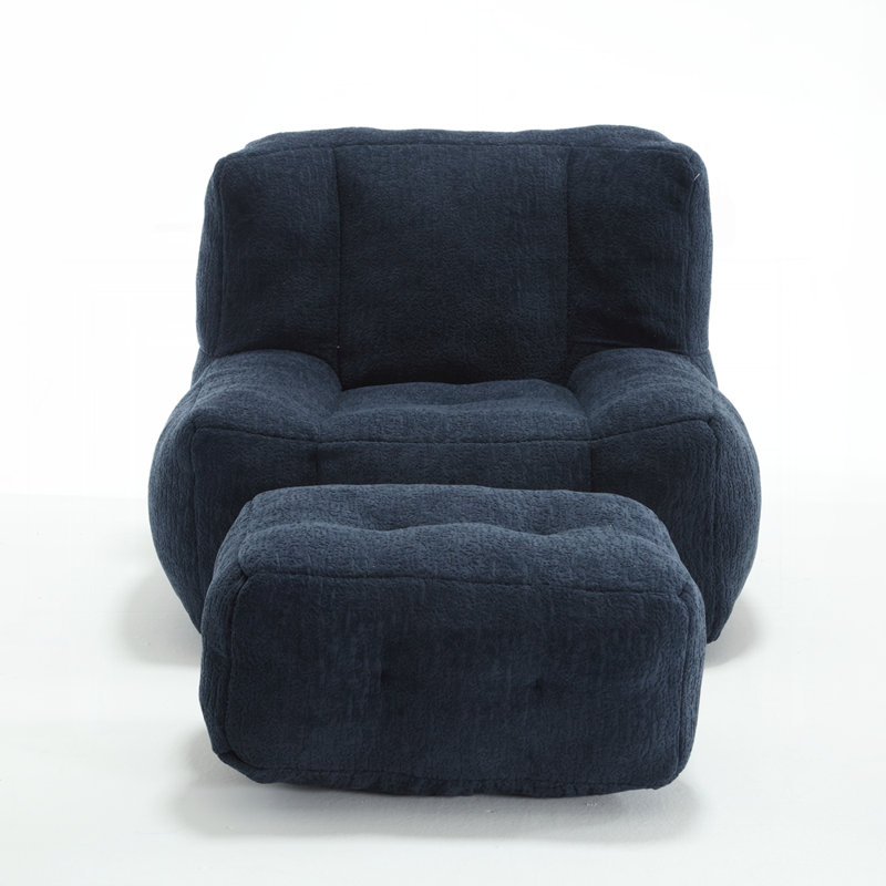 Plush Memory Foam Bean Bag Chair with Ottoman | Ergonomic Lazy Sofa for Adults | Super Soft Modern Design for Living Room/Bedroom/Apartment