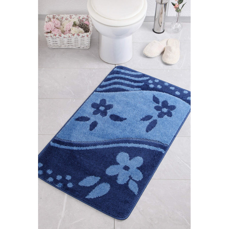 Tapis de bain Aliesha, Bleu foncé / bleu