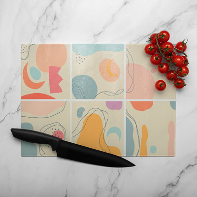 Various shapes and doodle objects Designer Glass Chopping Board