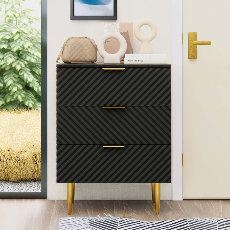 Commode 3 tiroirs Kirstina, Noir