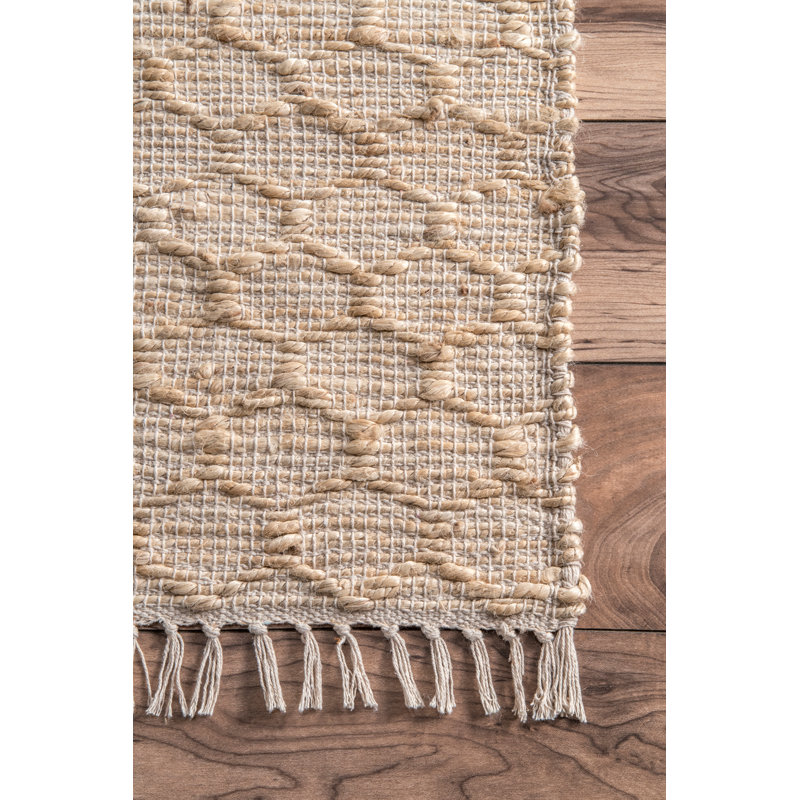 Tapis naturel touffeté à la main Aveera, Rectangle 7 pi 6 po x 9 pi 6 po