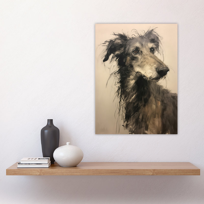 Wall Art Print Deerhound Portrait Serene Elegant Charcoal Drawing Poster