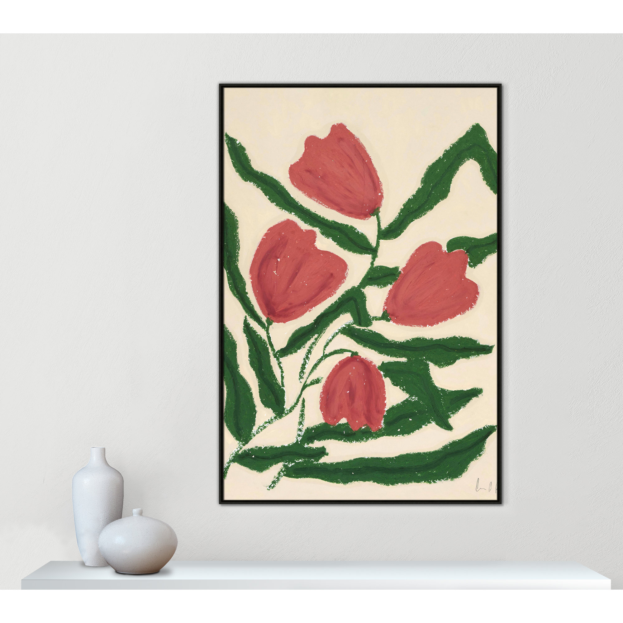 Red Tulips  Print by Camilla Bergqvist, Espresso, 61.5" H x 41.5" W