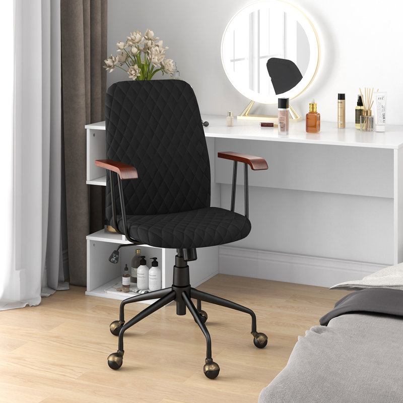 Milaina Velvet Office Chair, Black