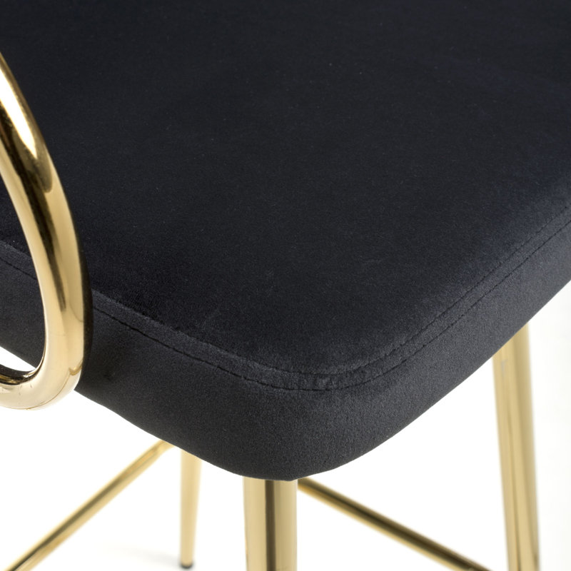 Balasa Upholstered Counter Stool with Metal Frame, Black