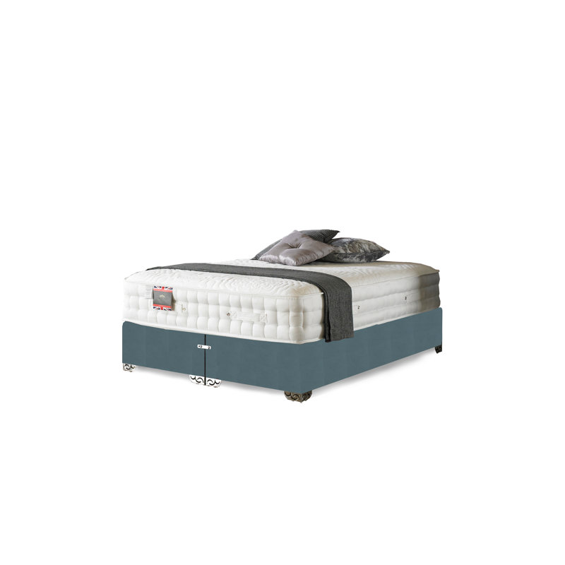 Argill Pocketsprung Divan Bed Set, Sky Plush Velvet, No Storage, Double (4'6)