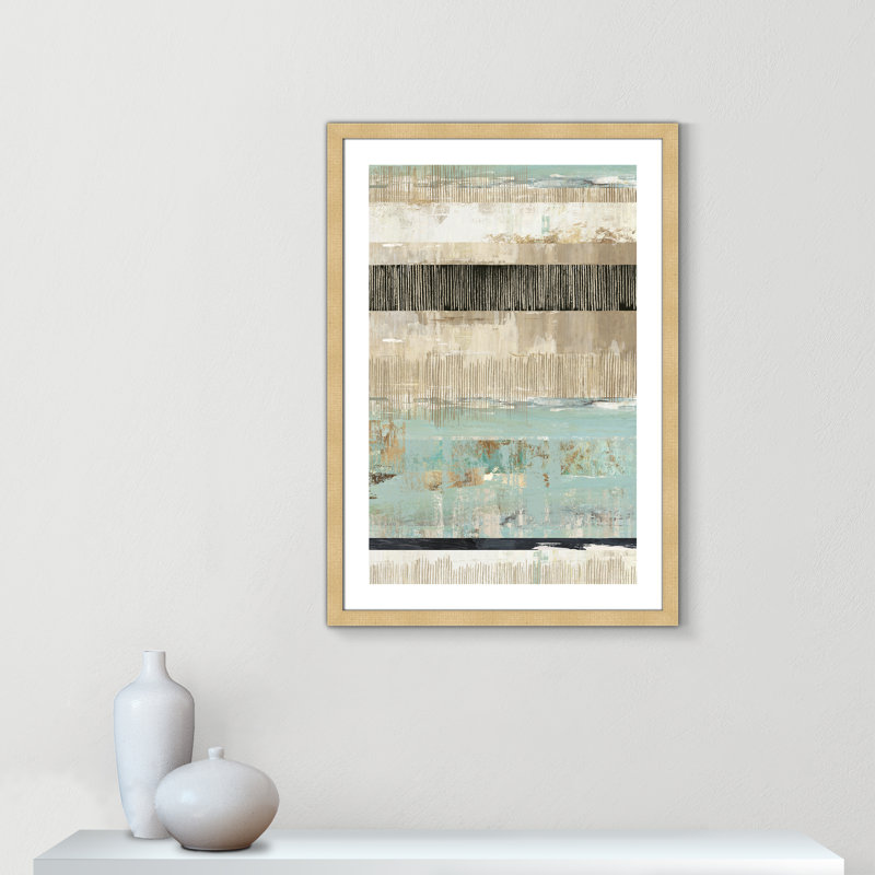 Celadon Dreams - Art encadré autoportant par Tom Reeves, Encadrement brun, H 15,5 po x l 32 po x P 2 po