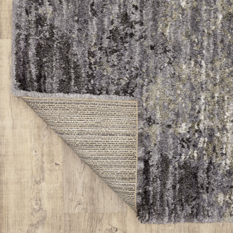 Tapis abstrait ivoire / gris Sven, Tapis de couloir 2 pi 3 po x 7 pi 6 po