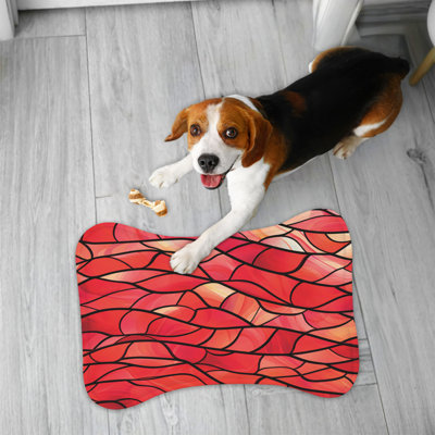 Red, White, Blue Glass - 1 Piece Bone Shape Feeding Mat
