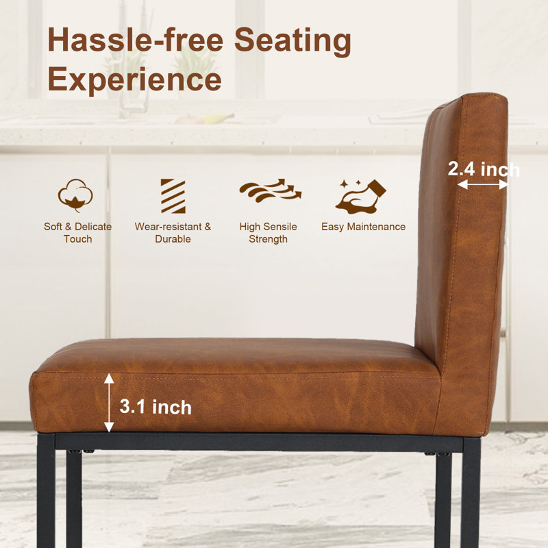 Modern 2 Sets Bar Stools with Back,Upholstered Counter Height Bar Stools with Handle,Vintage Fabric Bar Chairs